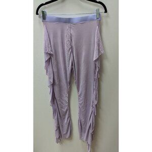 Lavender Purple Mesh Ruffled Flare Leggings